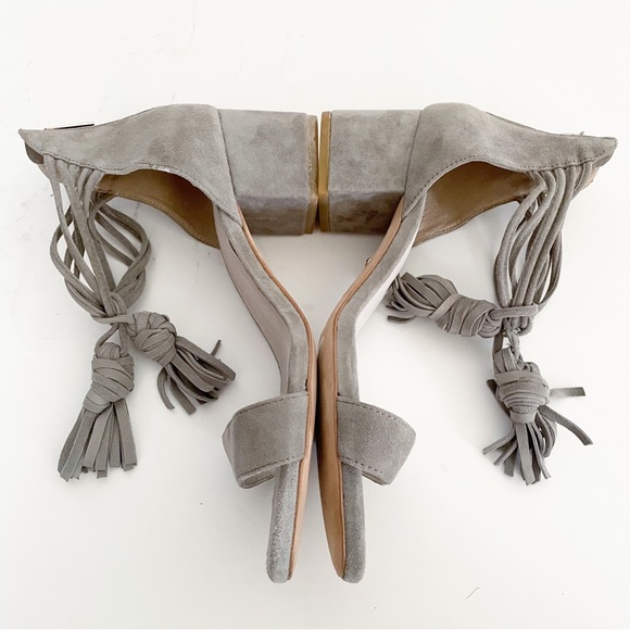 REVOLVE x RAYE Carlie Suede Ankle Wrap Beige Heeled Sandal size 7.5 - Picture 9 of 13